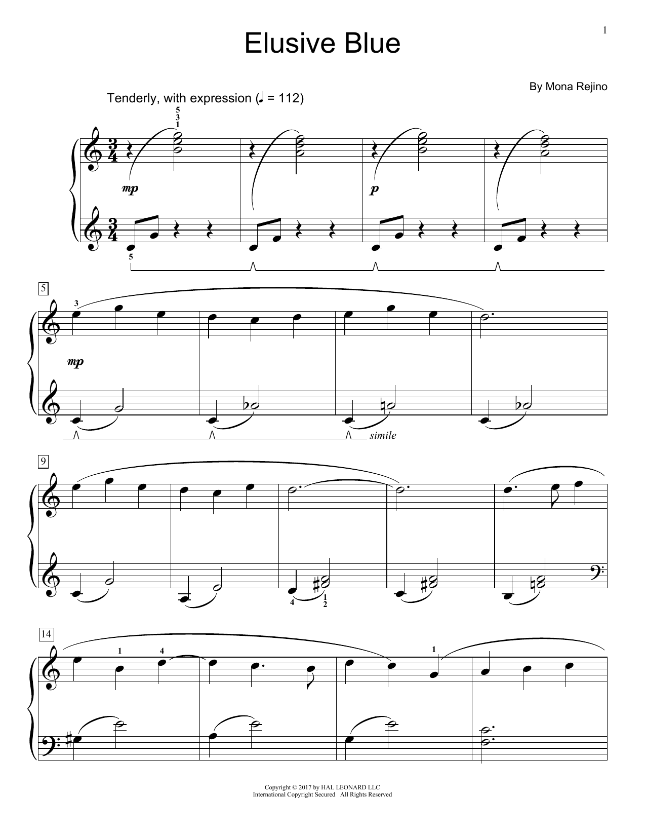 Download Mona Rejino Elusive Blue Sheet Music and learn how to play Educational Piano PDF digital score in minutes