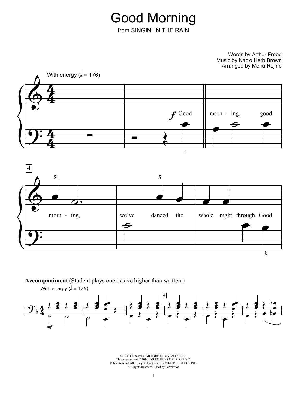 Download Mona Rejino Good Morning Sheet Music and learn how to play Easy Piano PDF digital score in minutes