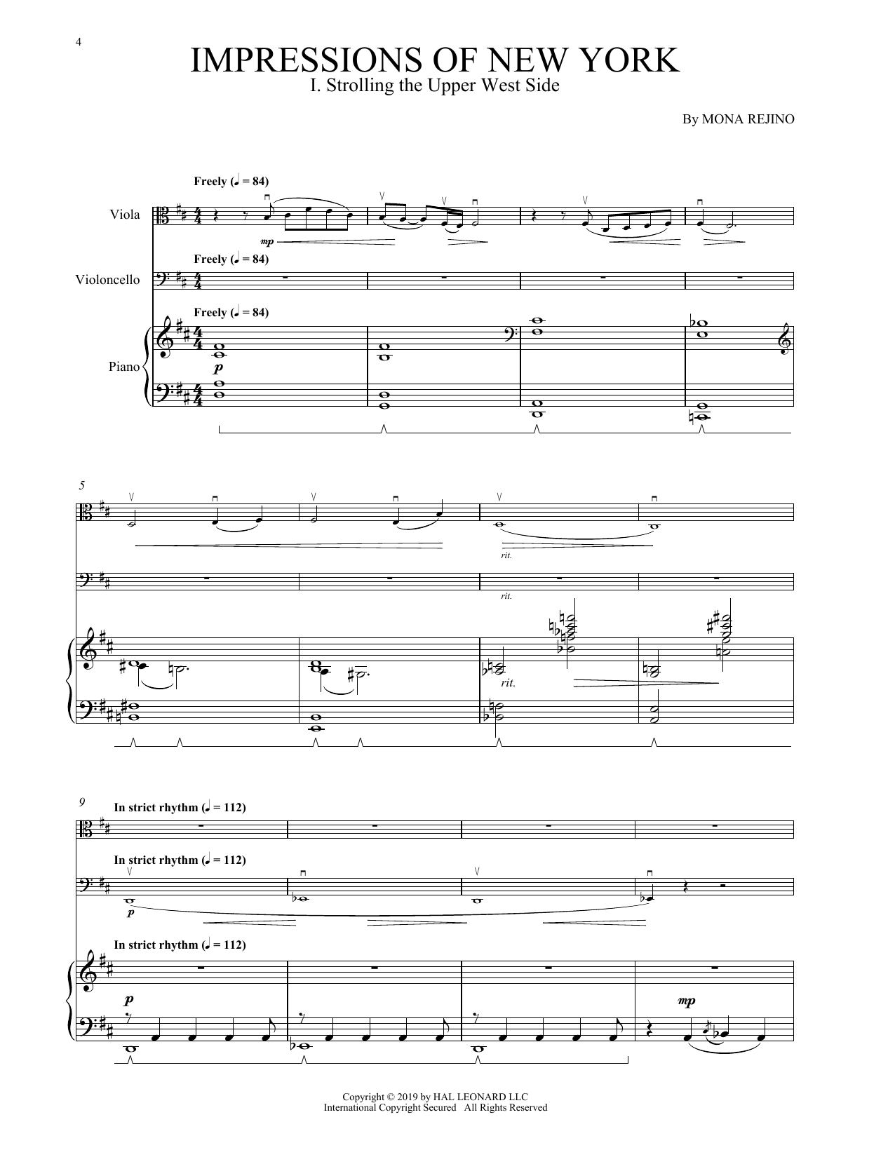 Download Mona Rejino Impressions Of New York Sheet Music and learn how to play Instrumental Duet and Piano PDF digital score in minutes