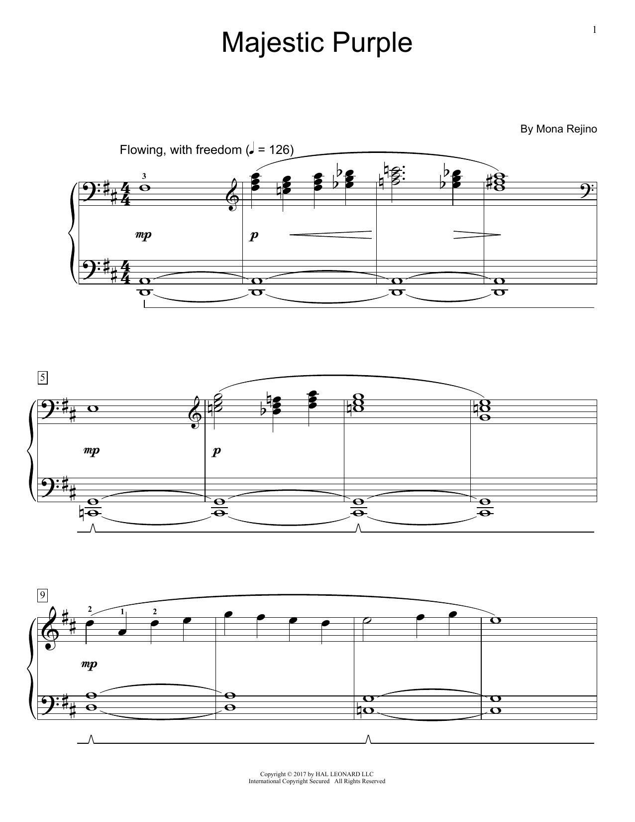 Download Mona Rejino Majestic Purple Sheet Music and learn how to play Educational Piano PDF digital score in minutes
