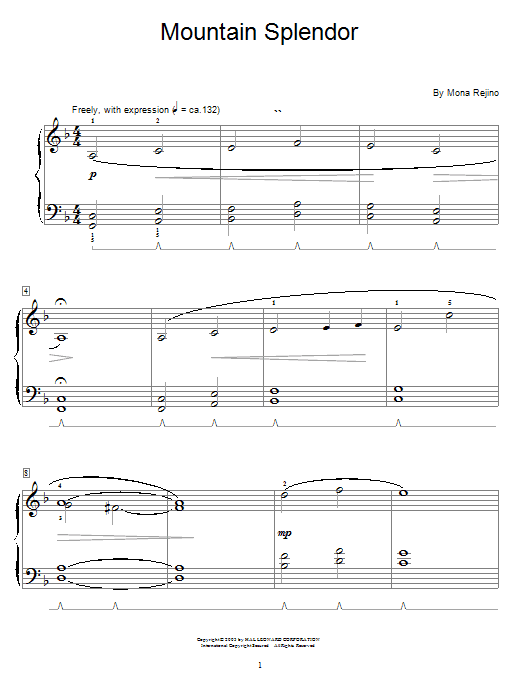 Download Mona Rejino Mountain Splendor Sheet Music and learn how to play Easy Piano PDF digital score in minutes