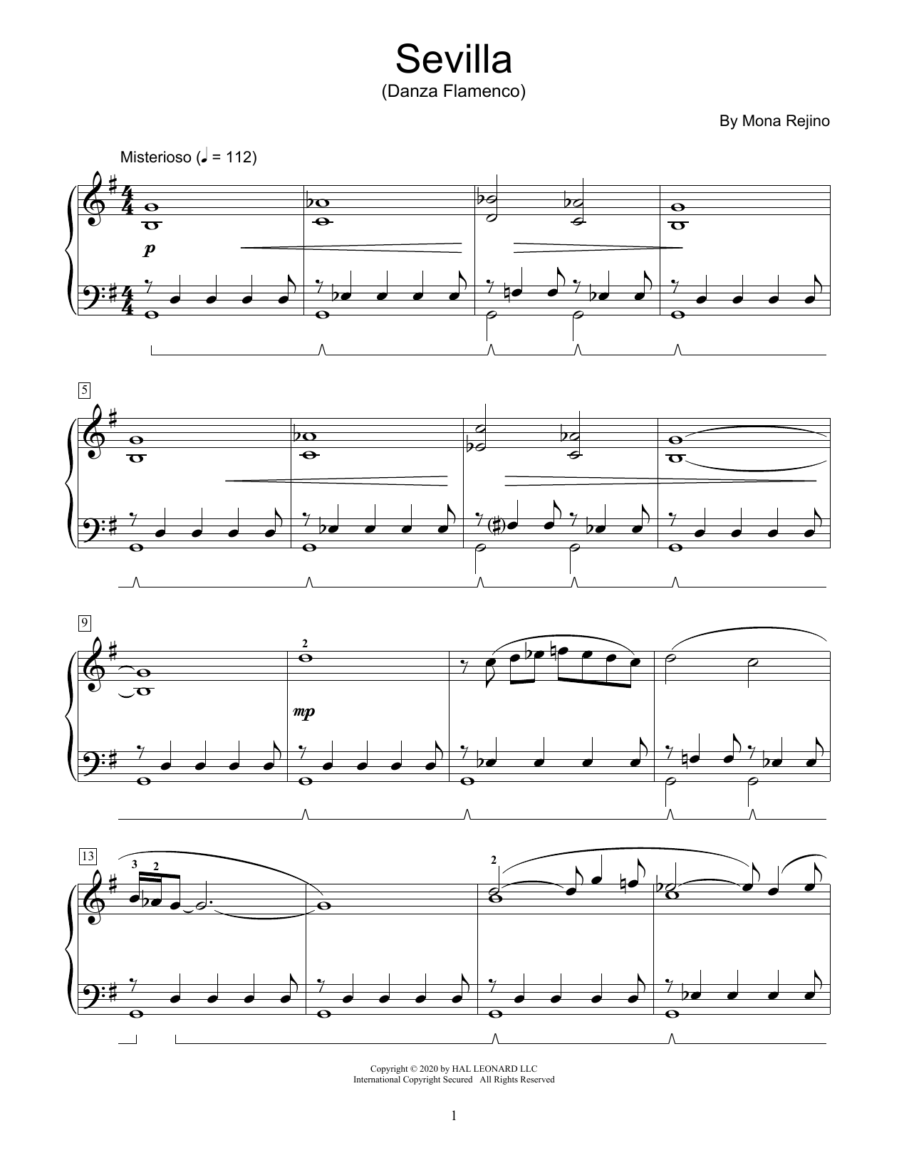 Download Mona Rejino Sevilla (Danza Flamenco) Sheet Music and learn how to play Educational Piano PDF digital score in minutes