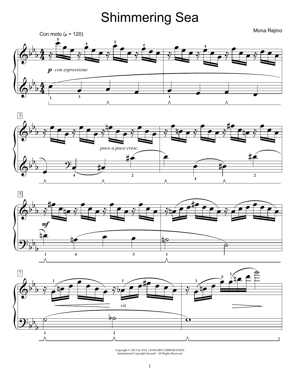 Download Mona Rejino Shimmering Sea Sheet Music and learn how to play Educational Piano PDF digital score in minutes