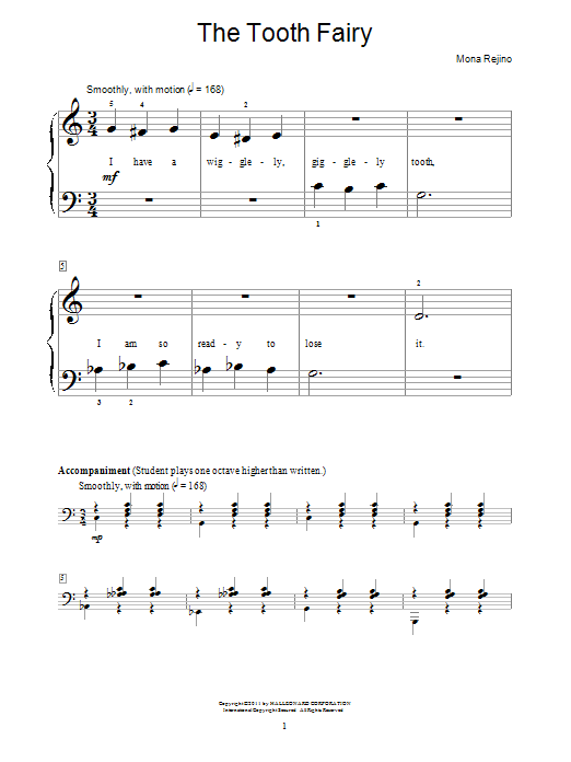 Download Mona Rejino The Tooth Fairy Sheet Music and learn how to play Piano Solo PDF digital score in minutes
