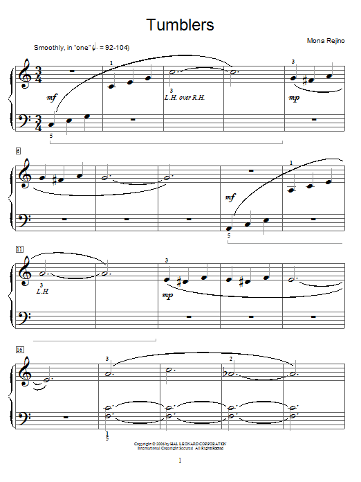 Download Mona Rejino Tumblers Sheet Music and learn how to play Easy Piano PDF digital score in minutes