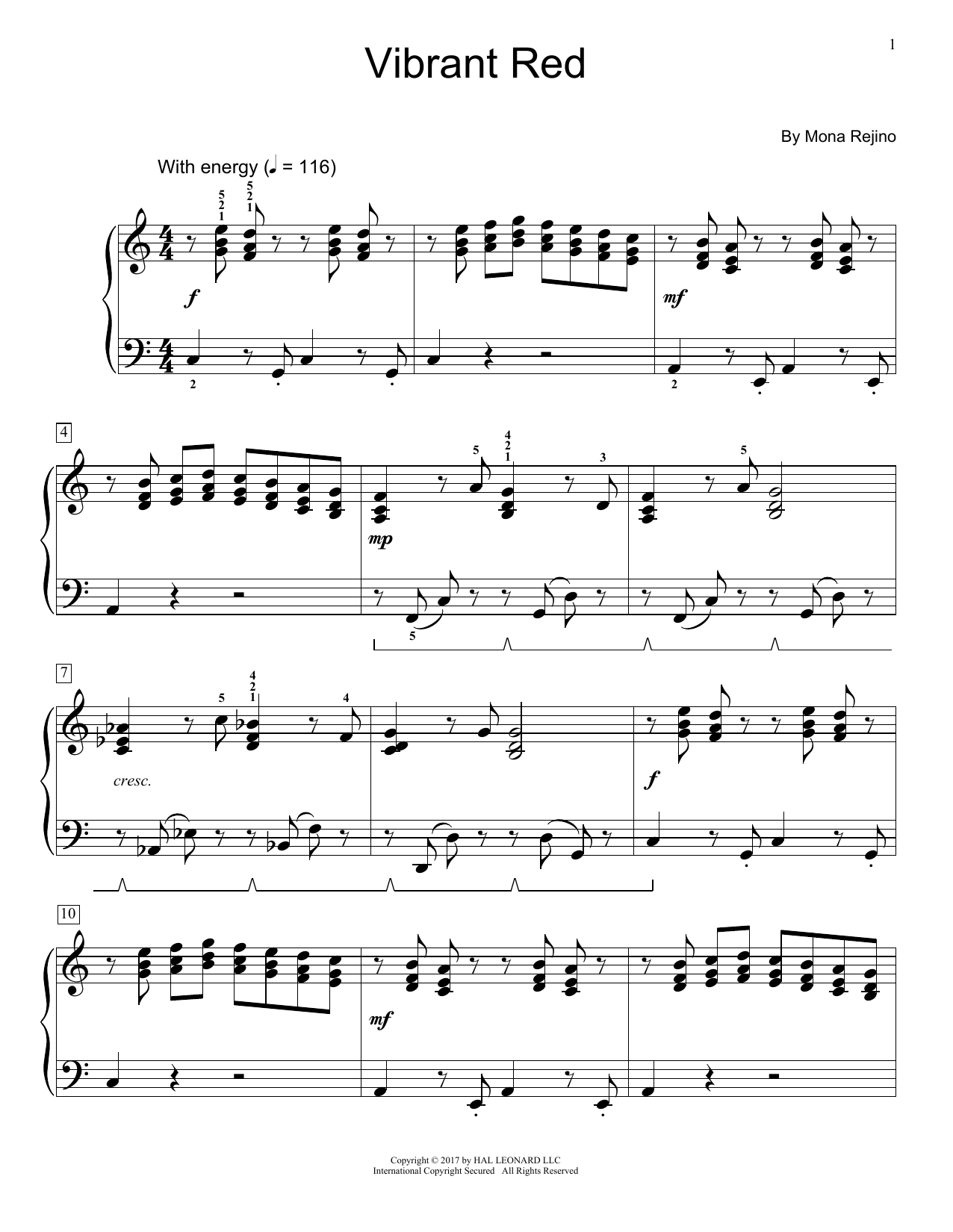 Download Mona Rejino Vibrant Red Sheet Music and learn how to play Educational Piano PDF digital score in minutes