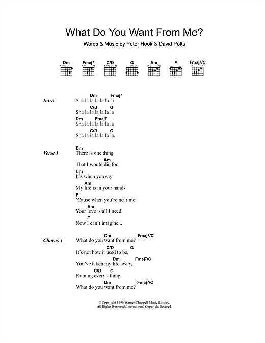 Download Monaco What Do You Want From Me? Sheet Music and learn how to play Lyrics & Chords PDF digital score in minutes
