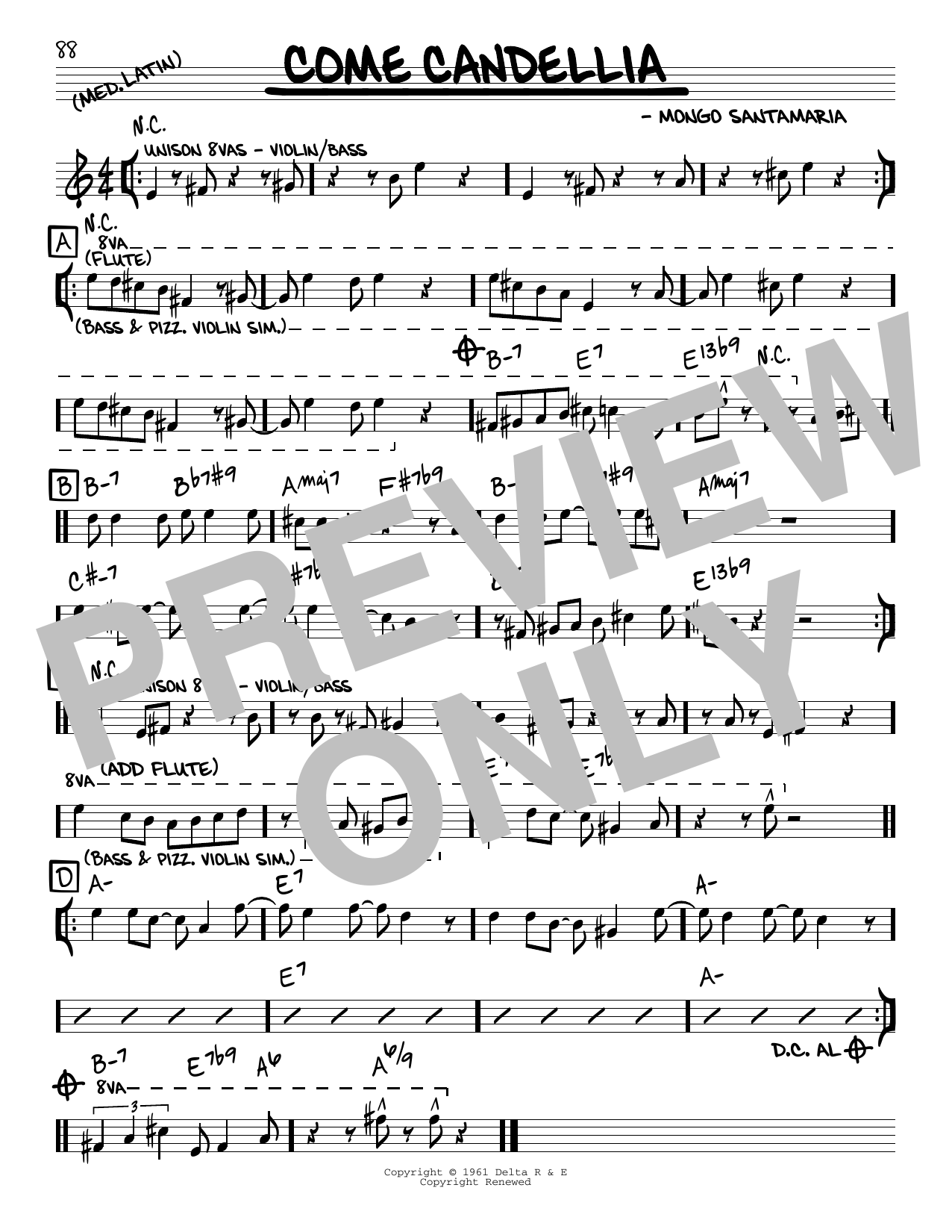 Download Mongo Santamaria Come Candellia Sheet Music and learn how to play Real Book – Melody & Chords PDF digital score in minutes