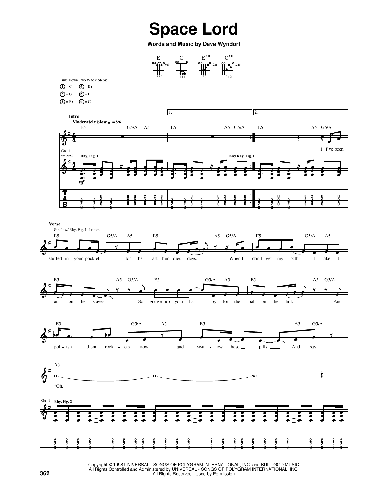 Download Monster Magnet Space Lord Sheet Music and learn how to play Guitar Tab PDF digital score in minutes