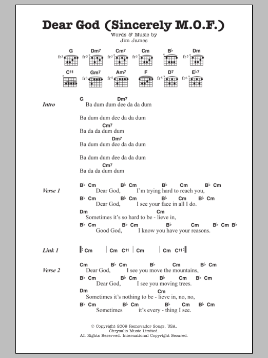 Download Monsters Of Folk Dear God (Sincerely M.O.F.) Sheet Music and learn how to play Lyrics & Chords PDF digital score in minutes