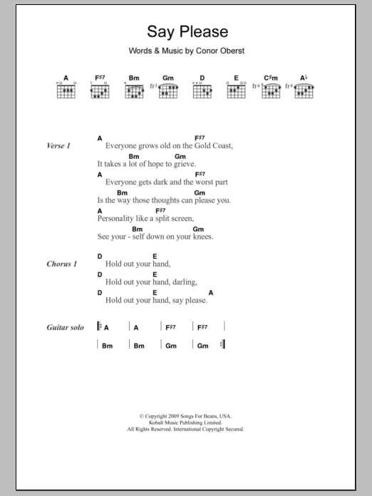 Download Monsters Of Folk Say Please Sheet Music and learn how to play Lyrics & Chords PDF digital score in minutes