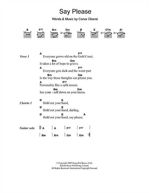 Download Monsters Of Folk Say Please Sheet Music and learn how to play Lyrics & Chords PDF digital score in minutes