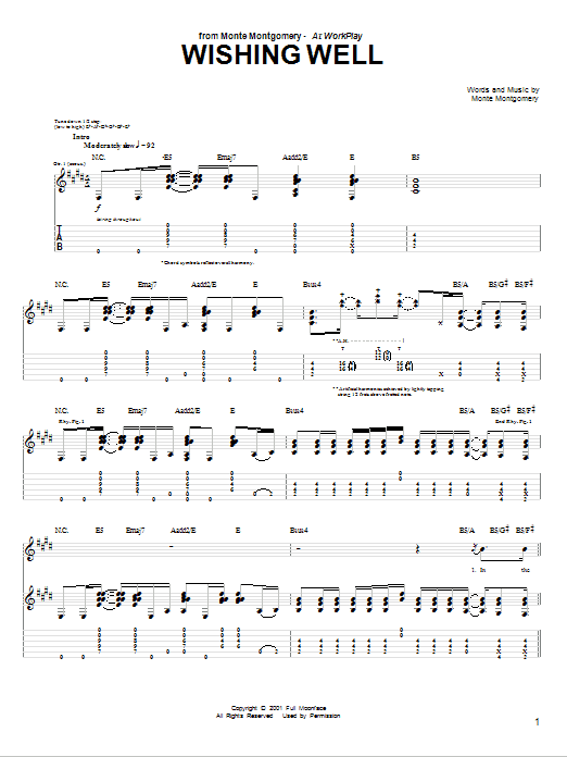 Download Monte Montgomery Wishing Well Sheet Music and learn how to play Guitar Tab PDF digital score in minutes