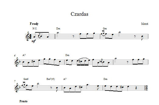 Download Monti Czardas Sheet Music and learn how to play Melody Line & Chords PDF digital score in minutes