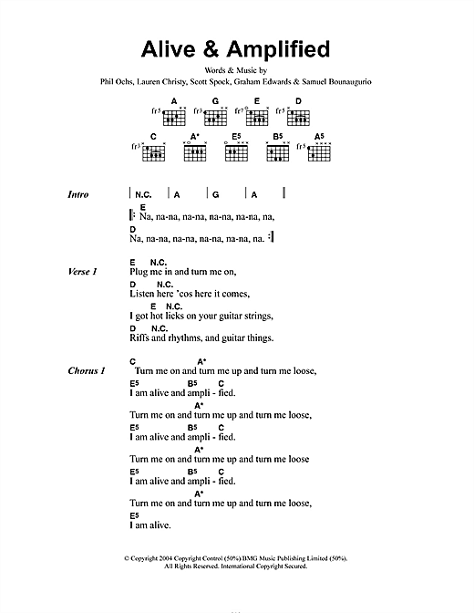 Download Mooney Suzuki Alive And Amplified Sheet Music and learn how to play Lyrics & Chords PDF digital score in minutes