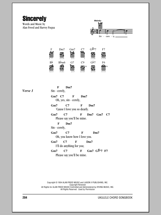 Download Moonglows Sincerely Sheet Music and learn how to play Melody Line, Lyrics & Chords PDF digital score in minutes