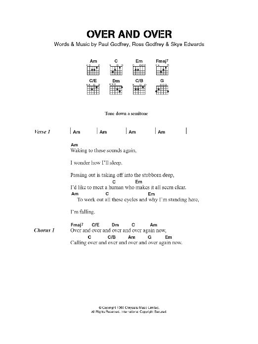 Download Morcheeba Over And Over Sheet Music and learn how to play Lyrics & Chords PDF digital score in minutes