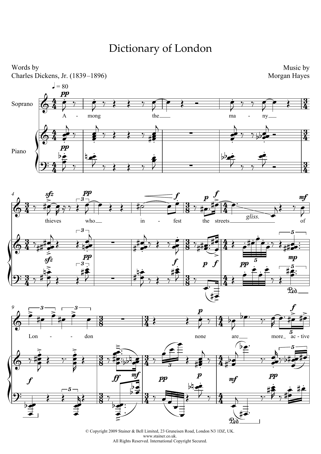 Download Morgan Hayes Dictionary of London (for soprano & piano) Sheet Music and learn how to play Piano & Vocal PDF digital score in minutes