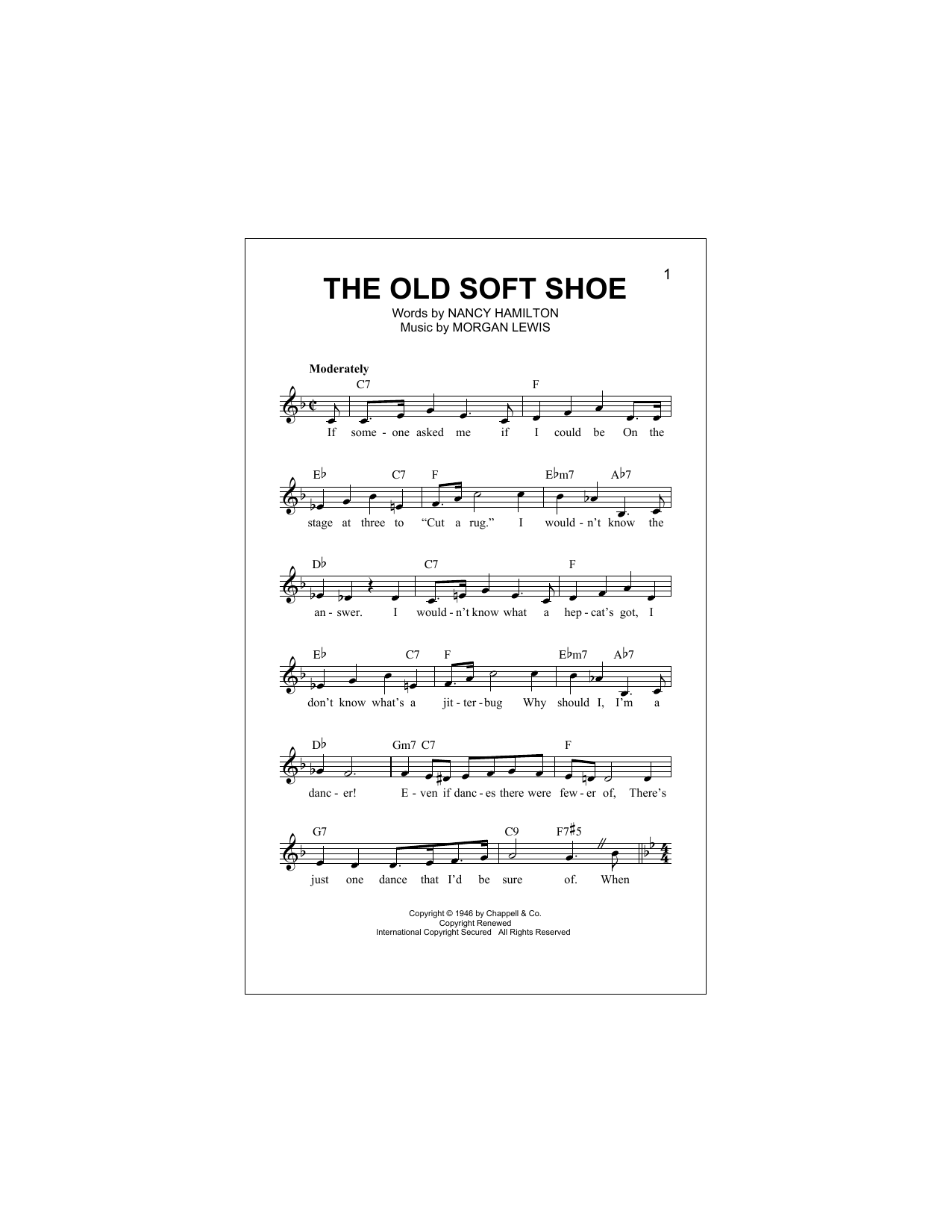 Download Morgan Lewis The Old Soft Shoe Sheet Music and learn how to play Melody Line, Lyrics & Chords PDF digital score in minutes