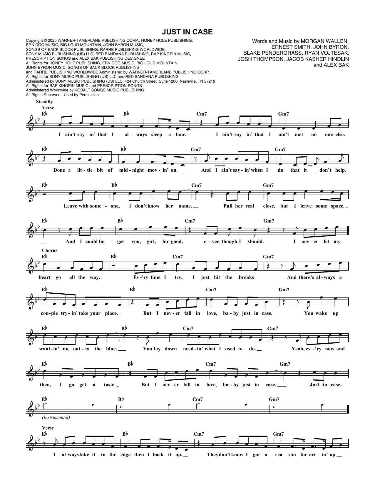 Download Morgan Wallen Just In Case Sheet Music and learn how to play Super Easy Piano PDF digital score in minutes