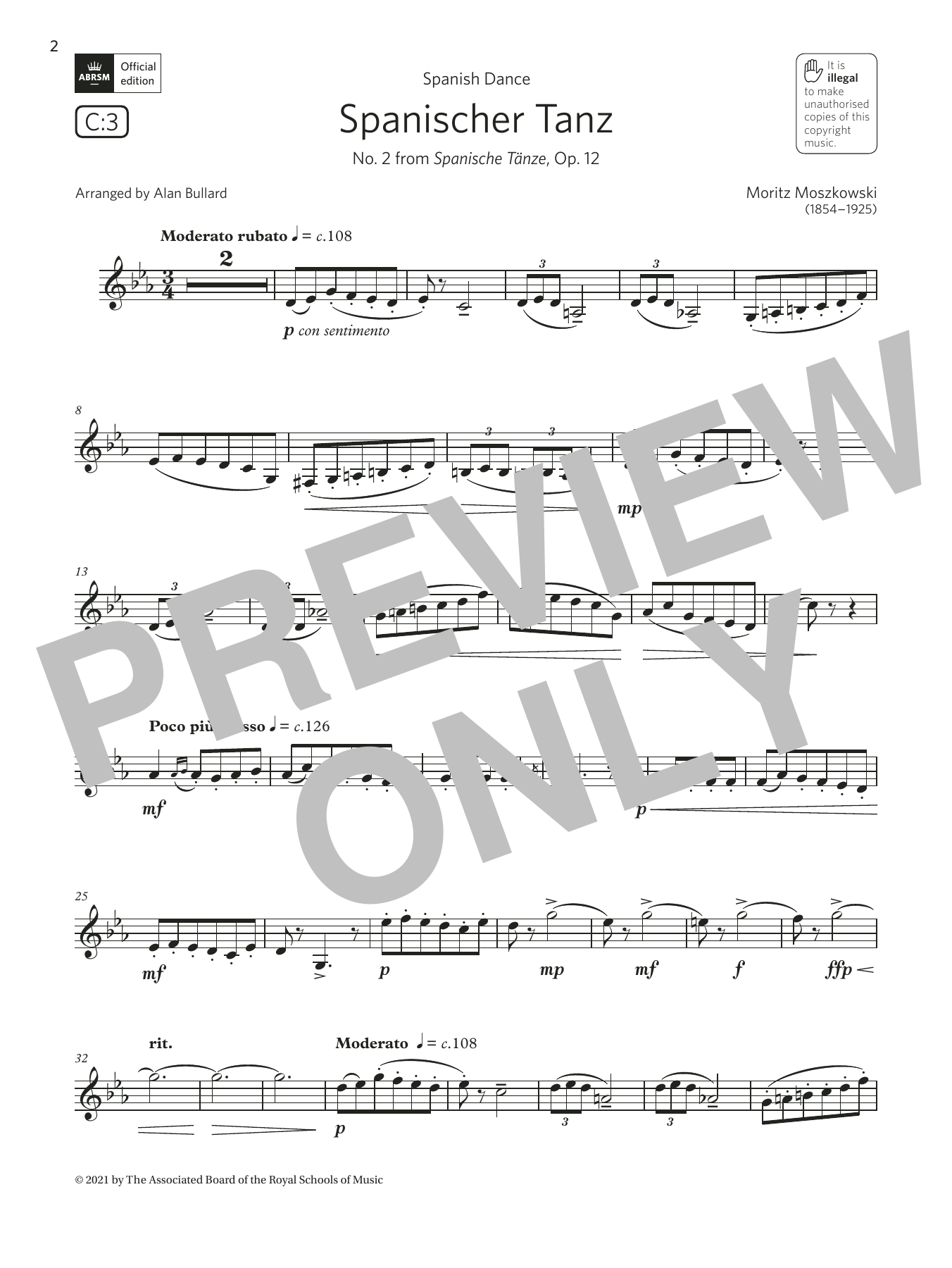 Download Moritz Moszkowski Spanischer Tanz (from Spanische Tänze) (Grade 5 List C3 from the ABRSM Clarinet Sheet Music and learn how to play Clarinet Solo PDF digital score in minutes