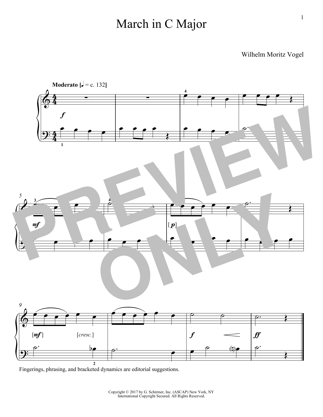 Download Moritz Vogel March In C Major Sheet Music and learn how to play Piano PDF digital score in minutes