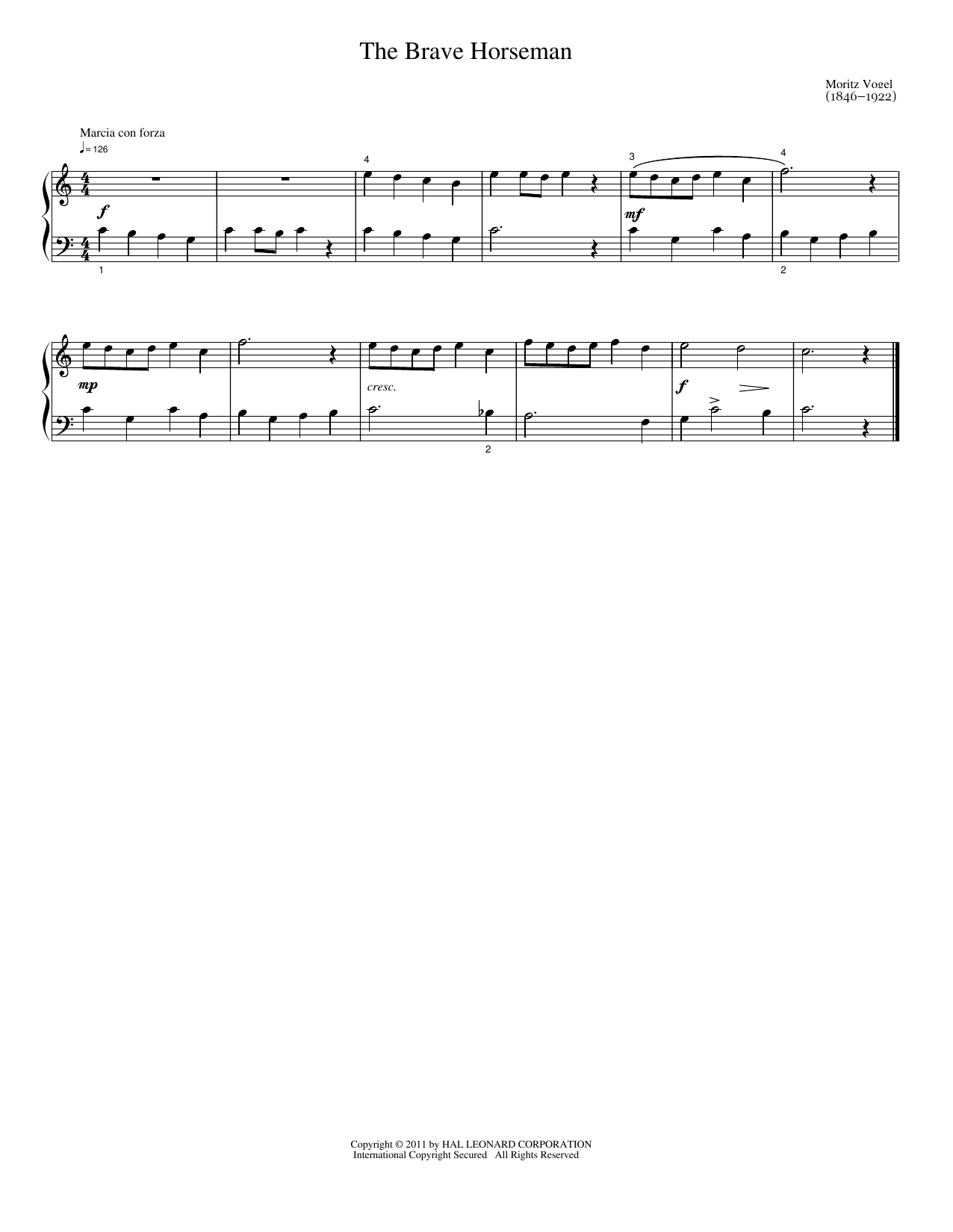 Download Moritz Vogel The Brave Horseman Sheet Music and learn how to play Easy Piano PDF digital score in minutes