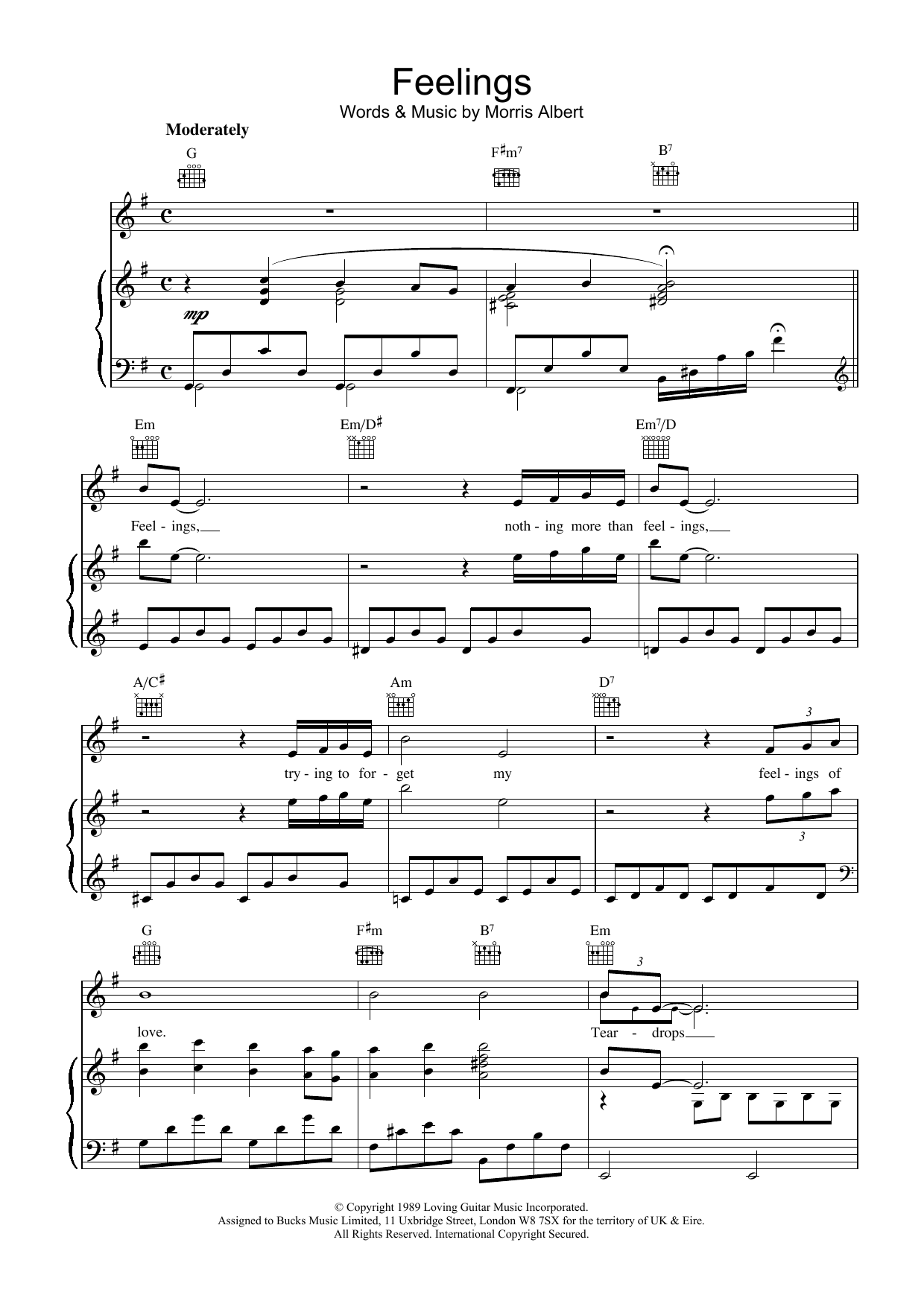 Download Morris Albert Feelings (Dime) Sheet Music and learn how to play Piano, Vocal & Guitar (Right-Hand Melody) PDF digital score in minutes