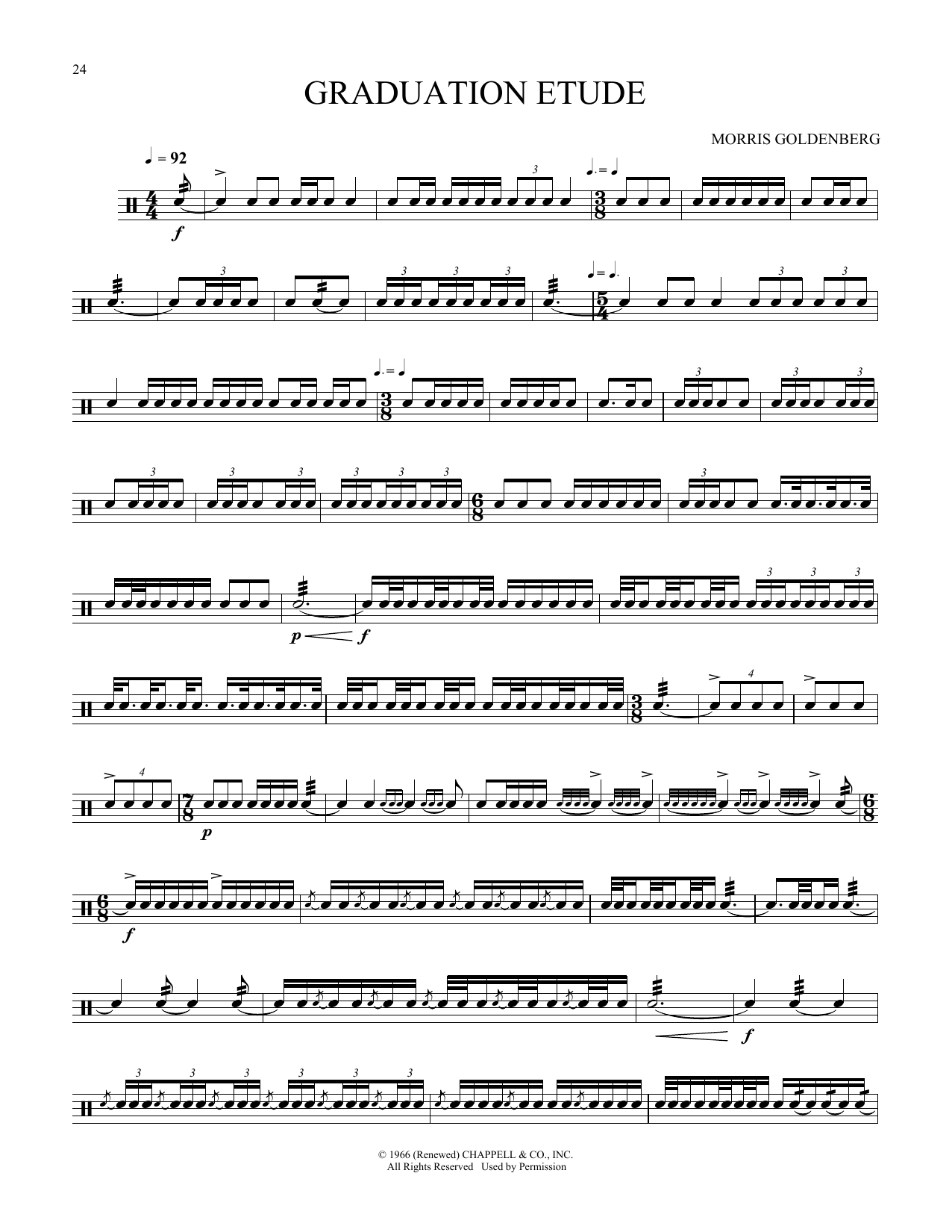 Download Morris Goldenberg Graduation Etude Sheet Music and learn how to play Snare Drum Solo PDF digital score in minutes