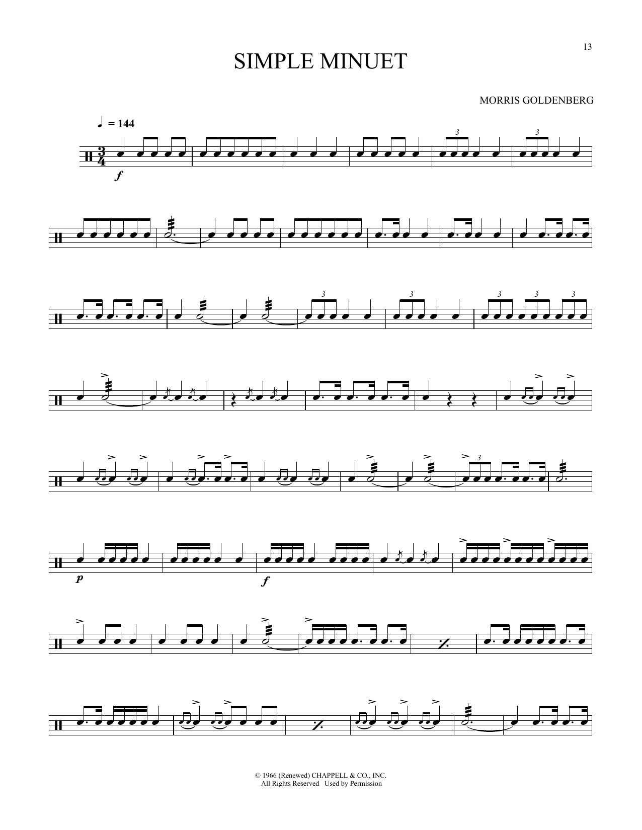 Download Morris Goldenberg Simple Minuet Sheet Music and learn how to play Snare Drum Solo PDF digital score in minutes