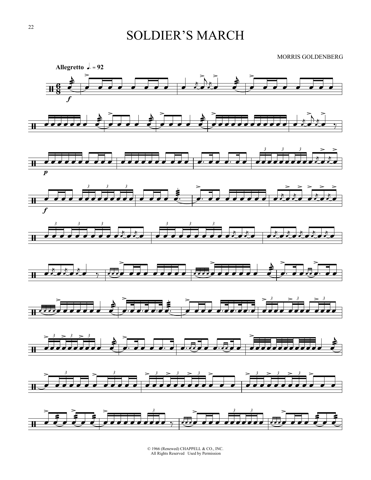 Download Morris Goldenberg Soldier's March Sheet Music and learn how to play Snare Drum Solo PDF digital score in minutes