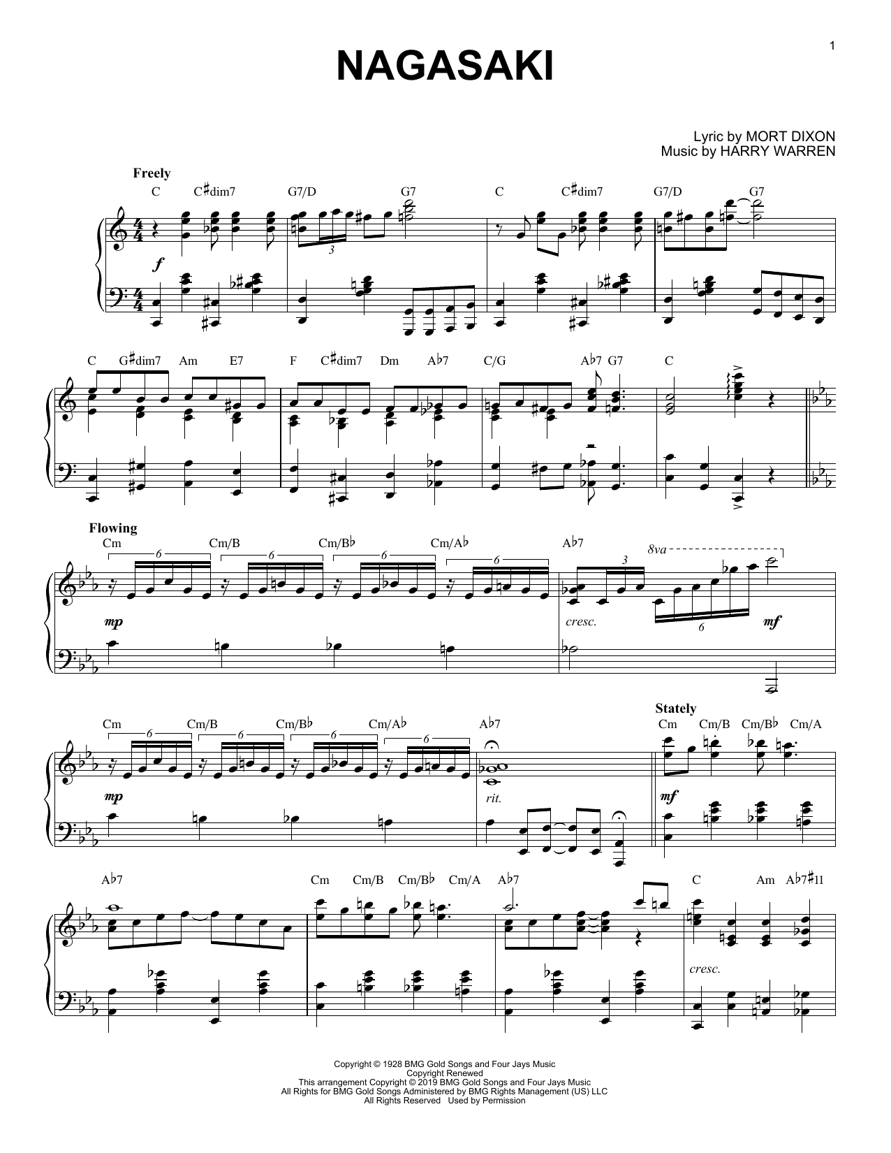 Download Mort Dixon and Harry Warren Nagasaki [Jazz version] Sheet Music and learn how to play Piano Solo PDF digital score in minutes