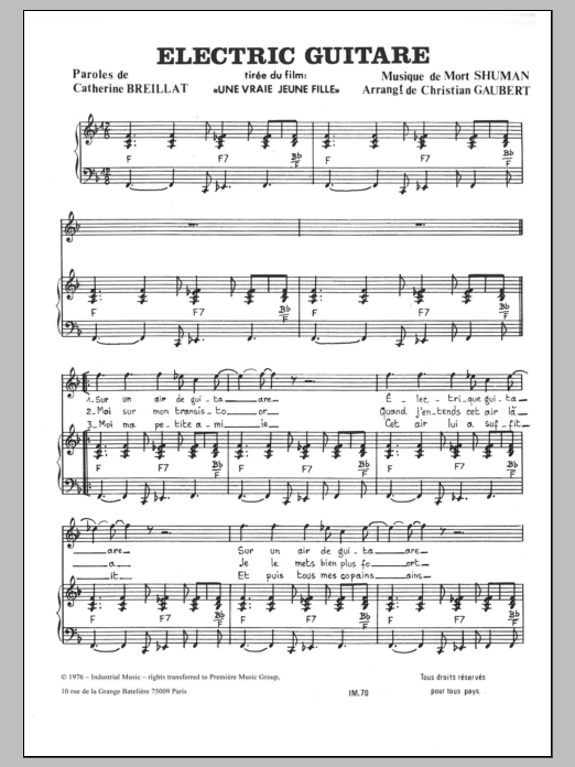 Download Mort Shuman Electric Guitare Sheet Music and learn how to play Piano & Vocal PDF digital score in minutes