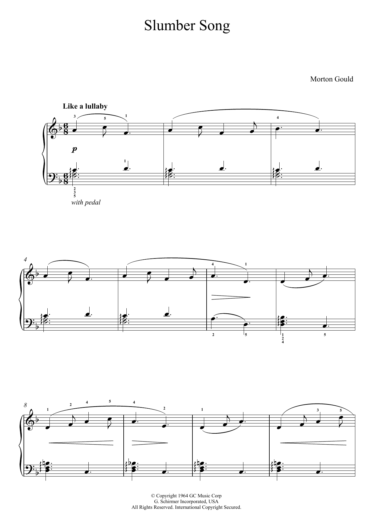 Download Morton Gould Slumber Song (From 'At The Piano') Sheet Music and learn how to play Piano PDF digital score in minutes