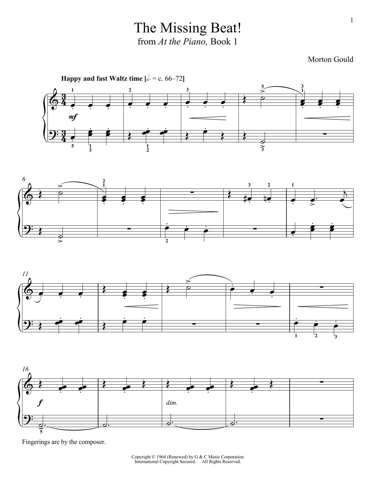 Download Morton Gould The Missing Beat Sheet Music and learn how to play Piano PDF digital score in minutes