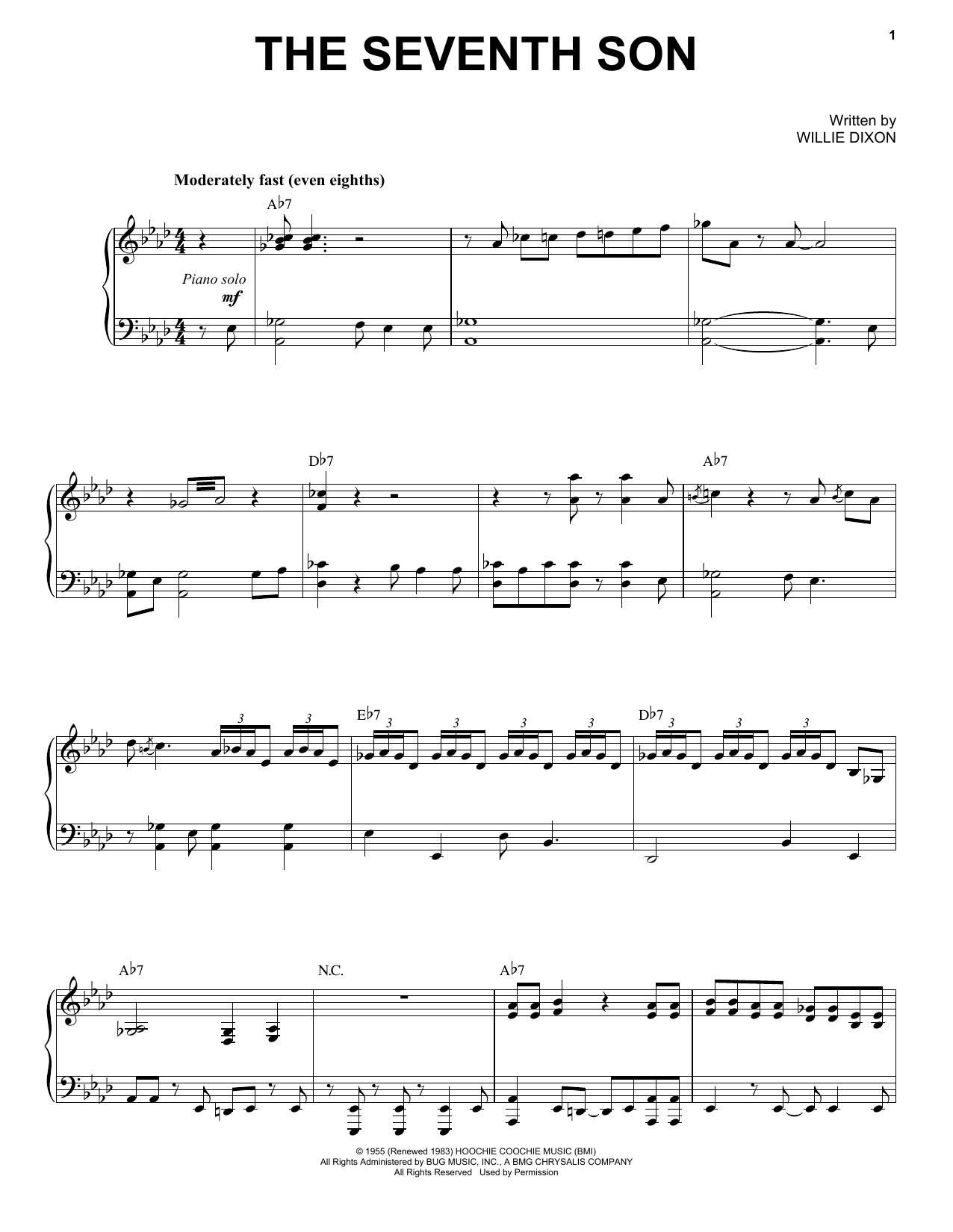 Download Mose Allison The Seventh Son Sheet Music and learn how to play Piano & Vocal PDF digital score in minutes