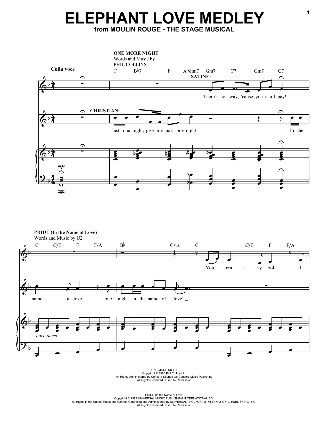 Download Moulin Rouge! The Musical Cast Elephant Love Medley (from Moulin Rouge! The Musical) Sheet Music and learn how to play Piano & Vocal PDF digital score in minutes