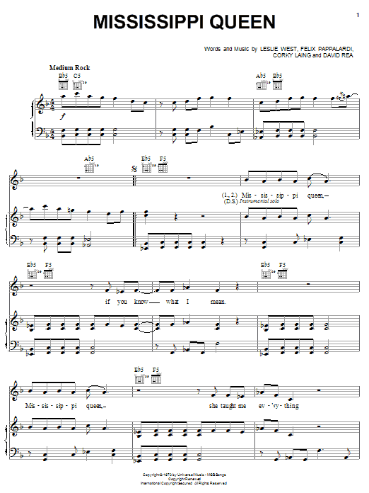 Download Mountain Mississippi Queen Sheet Music and learn how to play Drums Transcription PDF digital score in minutes