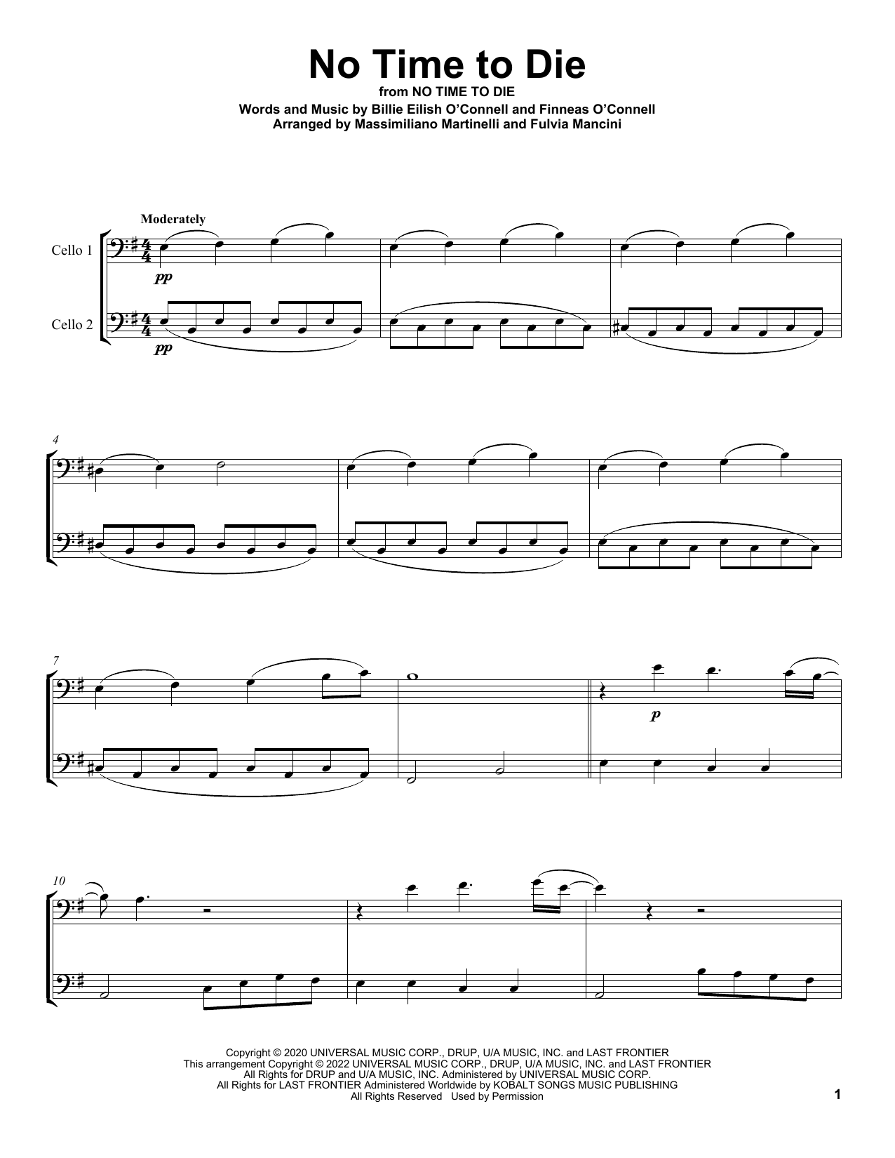 Download Mr & Mrs Cello No Time To Die (from No Time To Die) Sheet Music and learn how to play Cello Duet PDF digital score in minutes