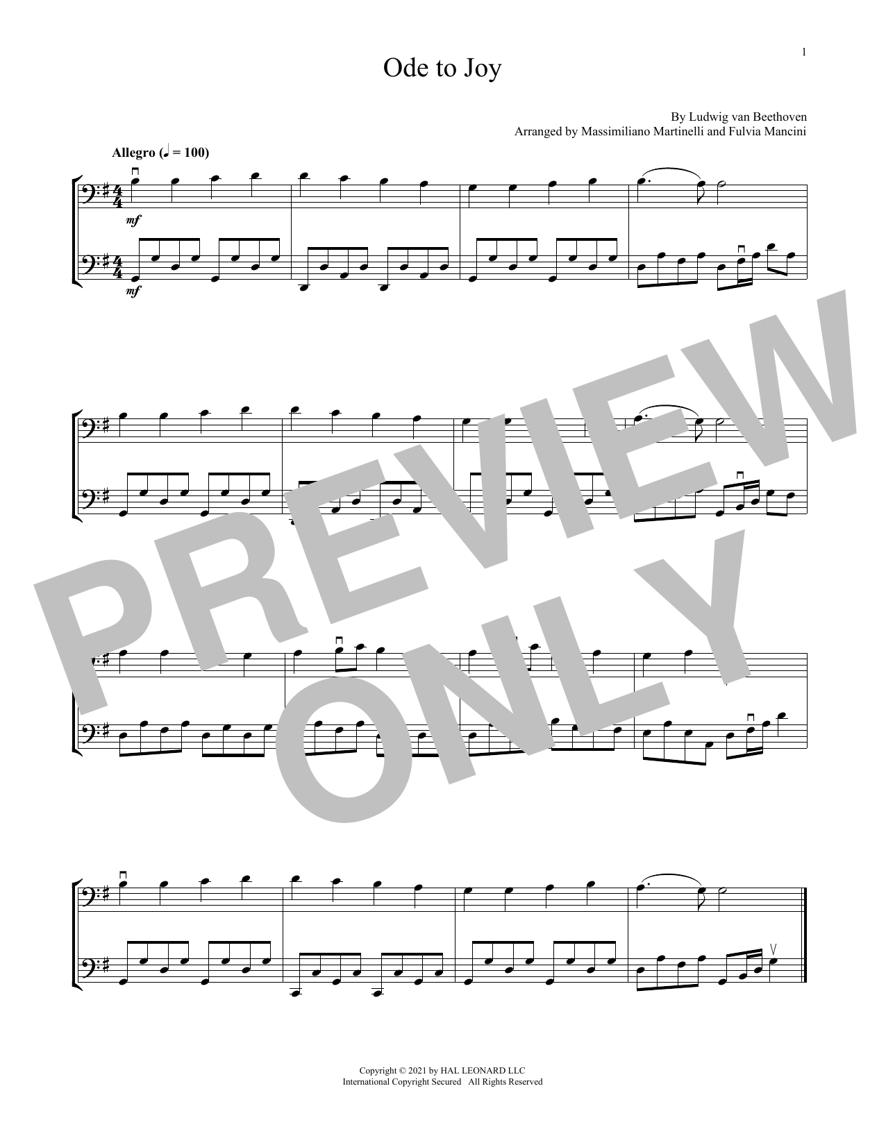 Download Mr & Mrs Cello Ode To Joy Sheet Music and learn how to play Cello Duet PDF digital score in minutes