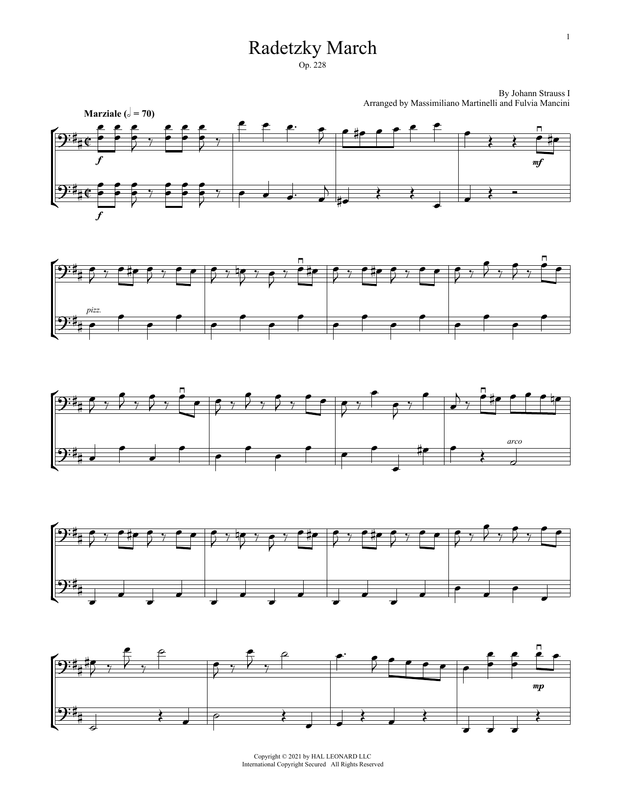 Download Mr & Mrs Cello Radetzky March (Op. 228) Sheet Music and learn how to play Cello Duet PDF digital score in minutes