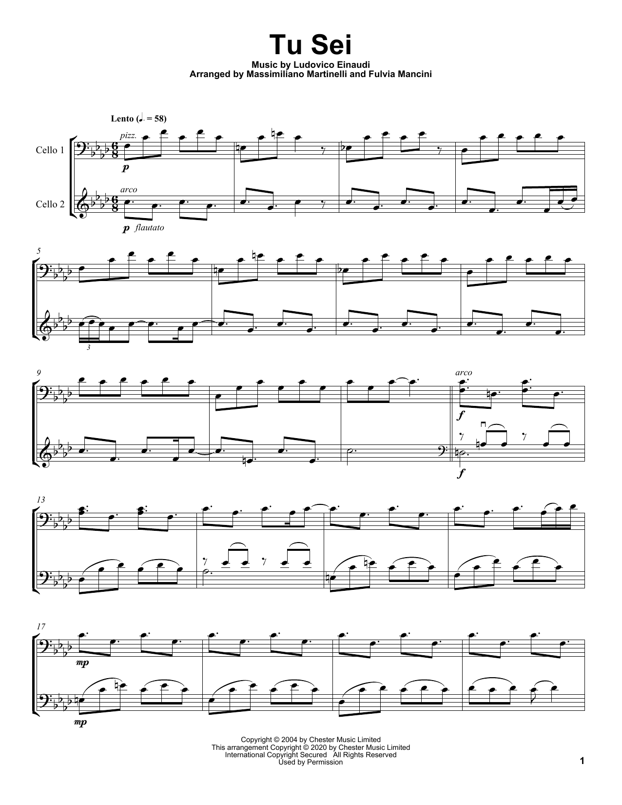 Download Mr & Mrs Cello Tu Sei Sheet Music and learn how to play Cello Duet PDF digital score in minutes