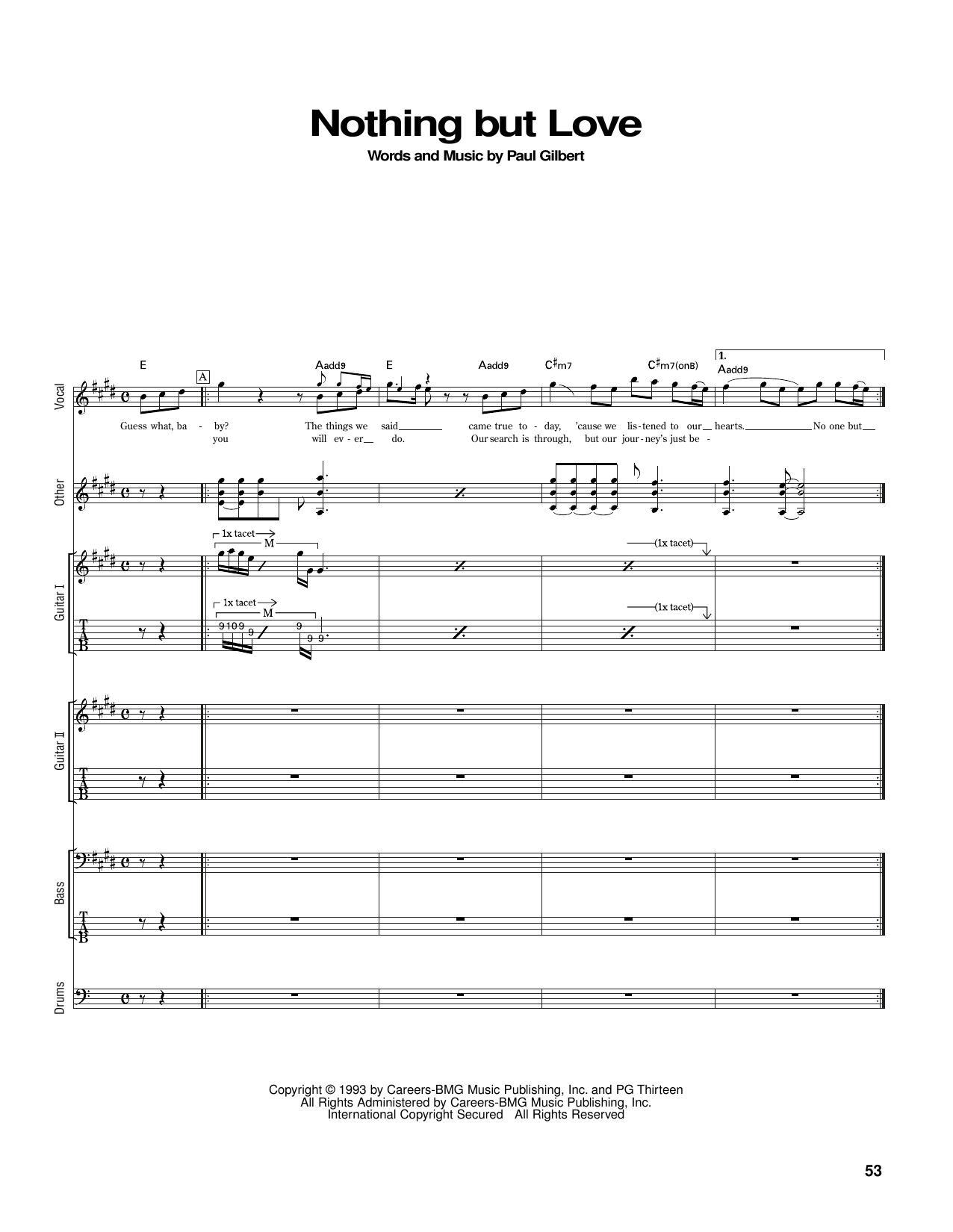 Download Mr. Big Nothing But Love Sheet Music and learn how to play Guitar Tab PDF digital score in minutes