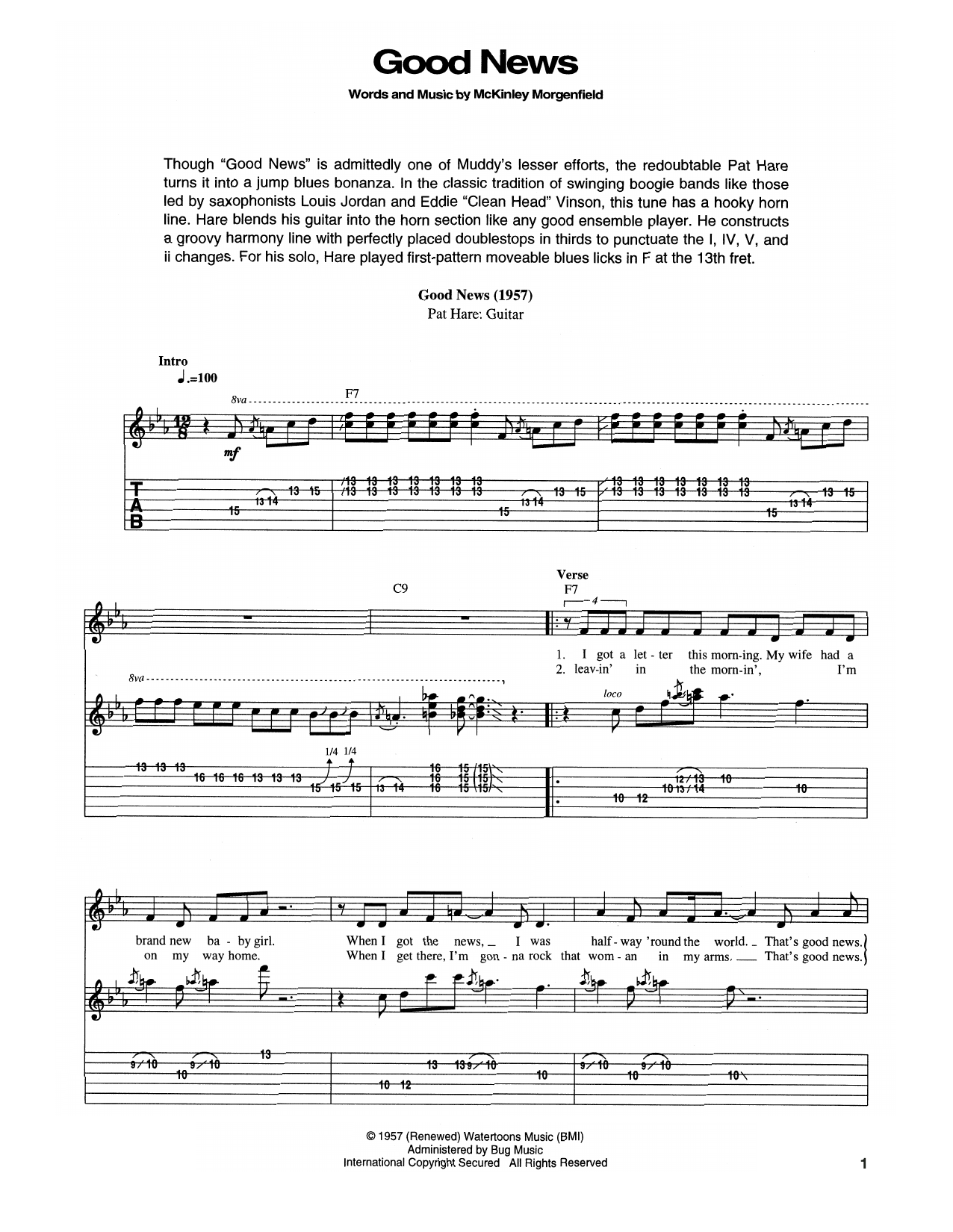 Download Muddy Waters Good News Sheet Music and learn how to play Guitar Tab PDF digital score in minutes