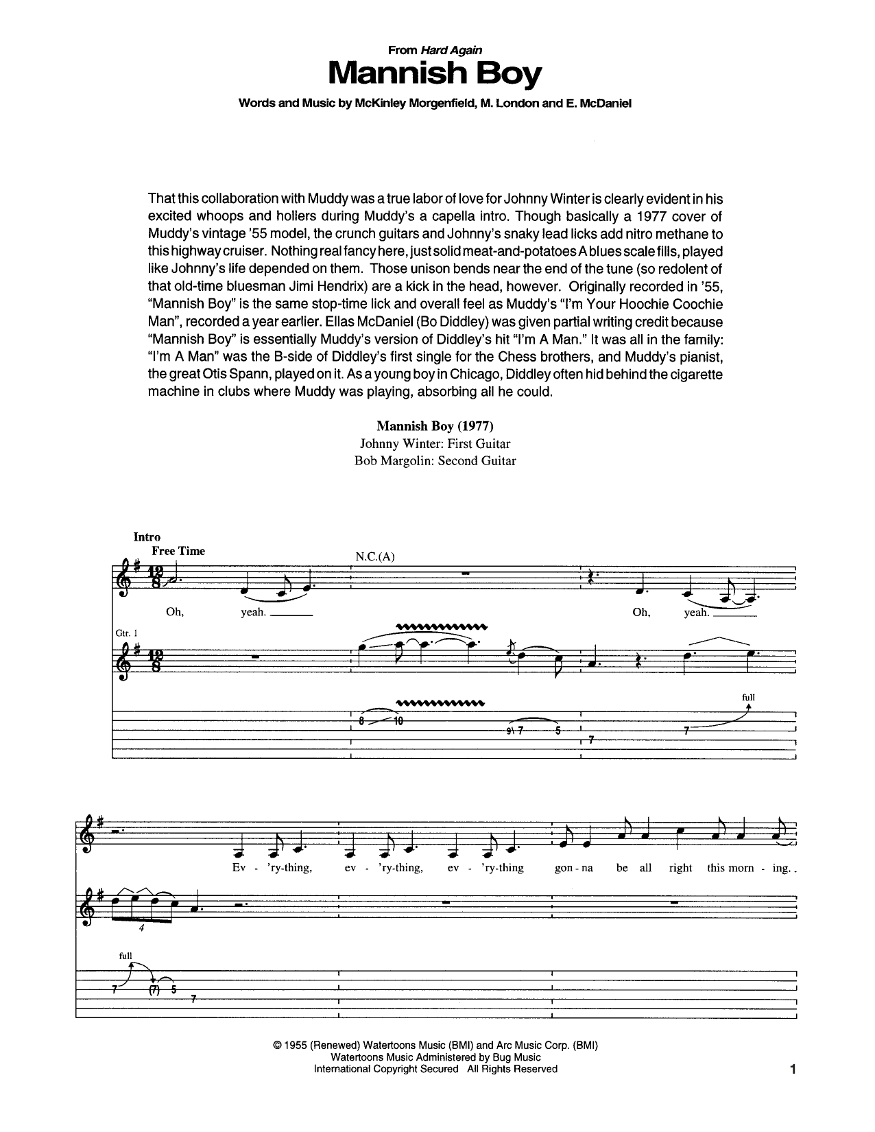 Download Muddy Waters Mannish Boy Sheet Music and learn how to play Real Book – Melody, Lyrics & Chords PDF digital score in minutes