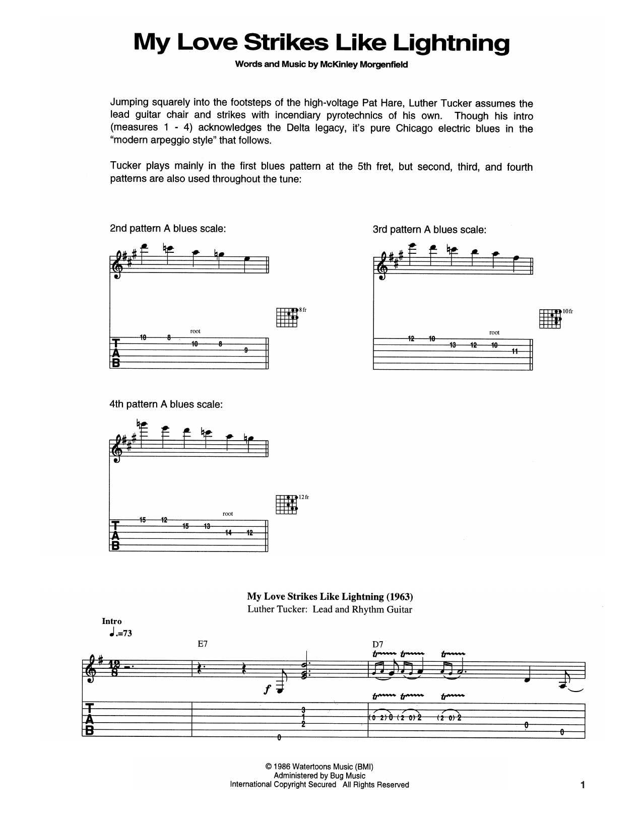 Download Muddy Waters My Love Strikes Like Lightning Sheet Music and learn how to play Guitar Tab PDF digital score in minutes