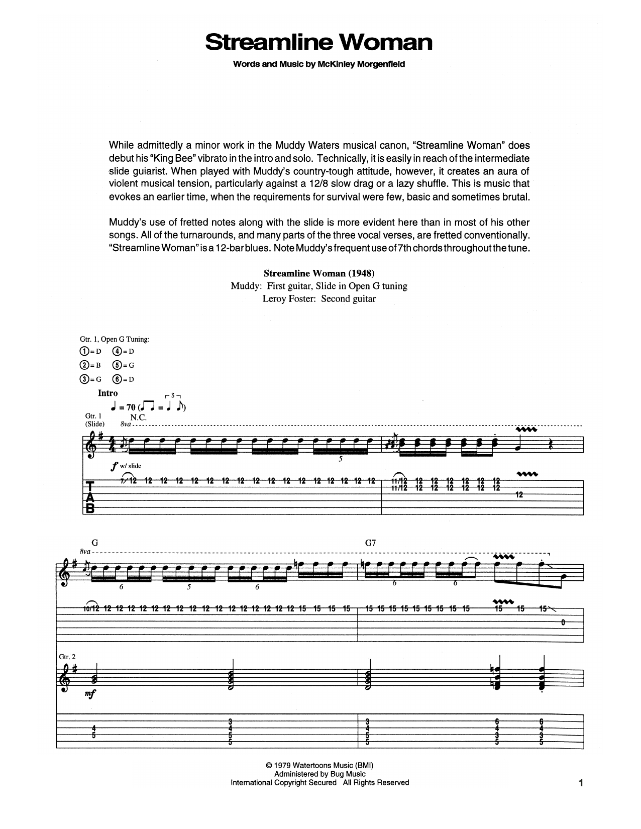 Download Muddy Waters Streamline Woman Sheet Music and learn how to play Guitar Tab PDF digital score in minutes