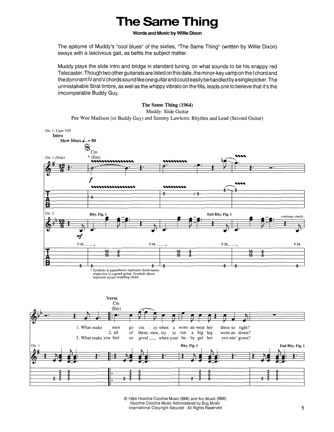 Download Muddy Waters The Same Thing Sheet Music and learn how to play Guitar Tab PDF digital score in minutes