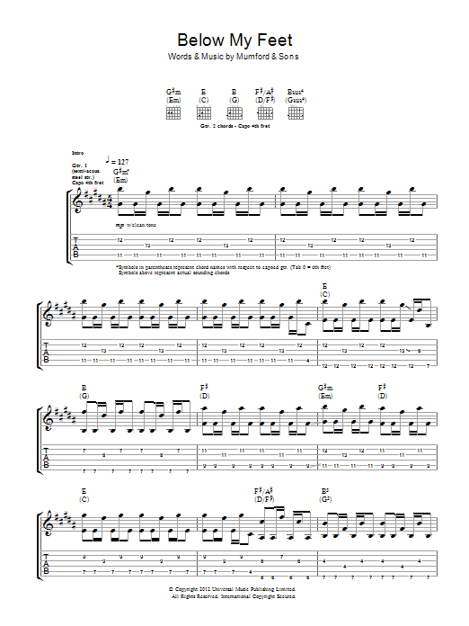 Download Mumford & Sons Below My Feet Sheet Music and learn how to play Piano, Vocal & Guitar (Right-Hand Melody) PDF digital score in minutes