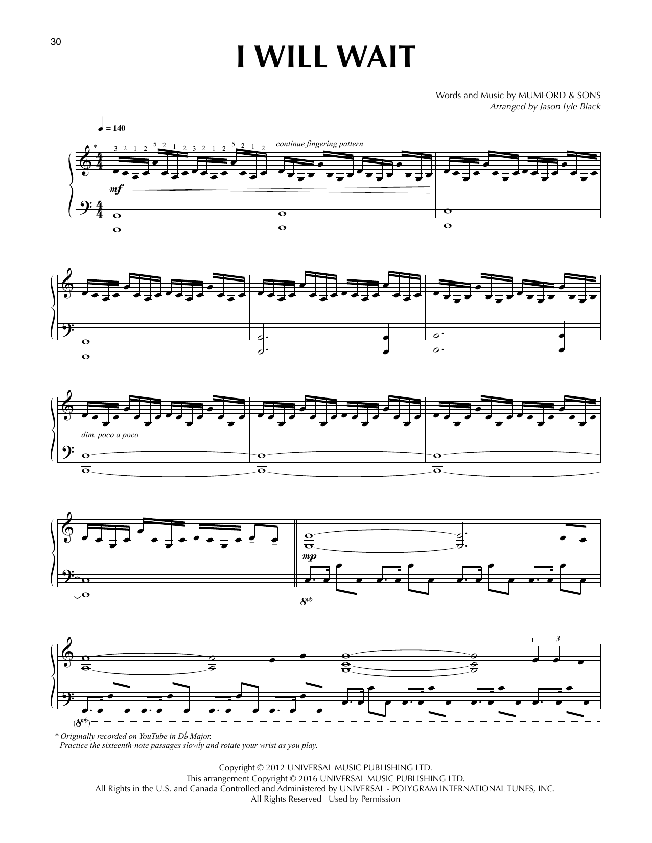 Download Jason Lyle Black I Will Wait Sheet Music and learn how to play Piano PDF digital score in minutes